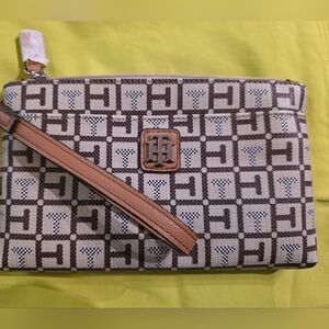 Tommy Hilfiger Beige and Black Checkered Wristlet Retails @$58
